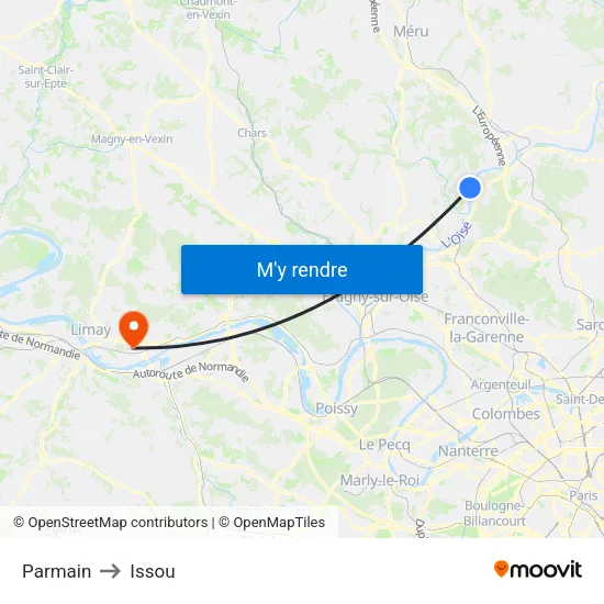 Parmain to Issou map