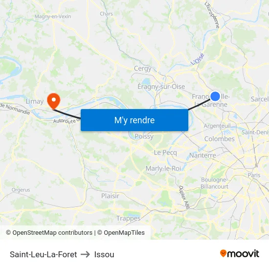 Saint-Leu-La-Foret to Issou map