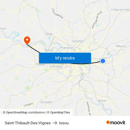 Saint-Thibault-Des-Vignes to Issou map