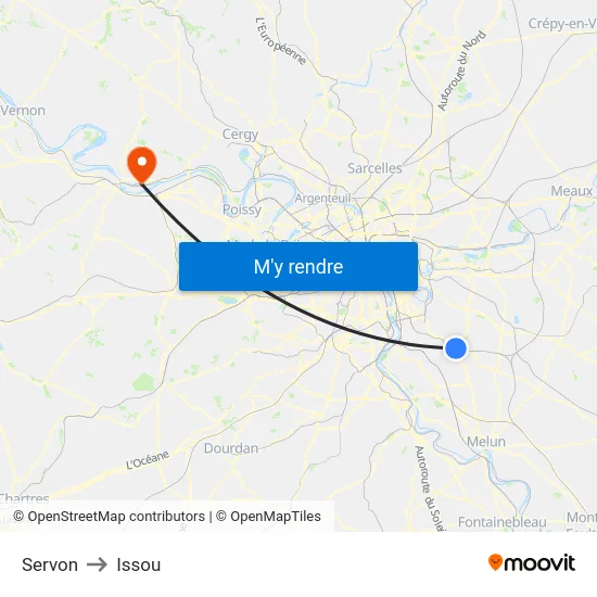 Servon to Issou map