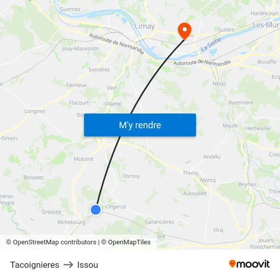 Tacoignieres to Issou map