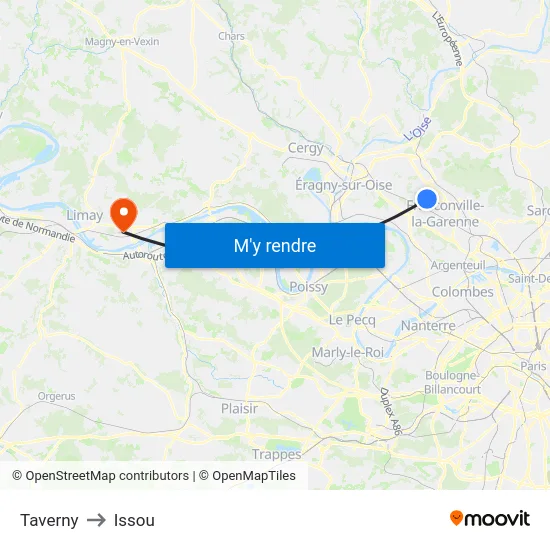 Taverny to Issou map