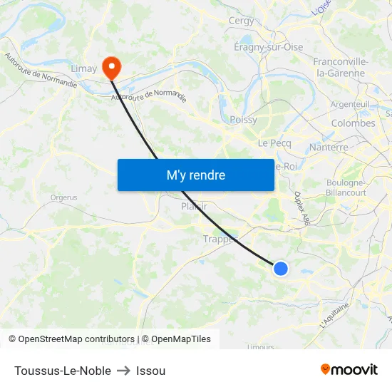 Toussus-Le-Noble to Issou map