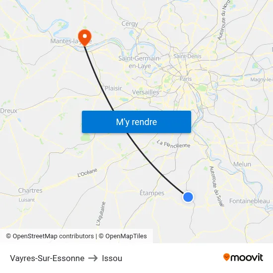 Vayres-Sur-Essonne to Issou map
