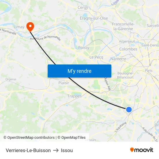Verrieres-Le-Buisson to Issou map