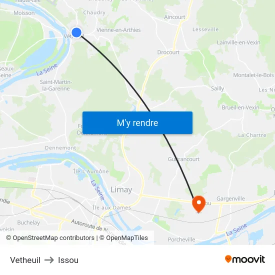Vetheuil to Issou map