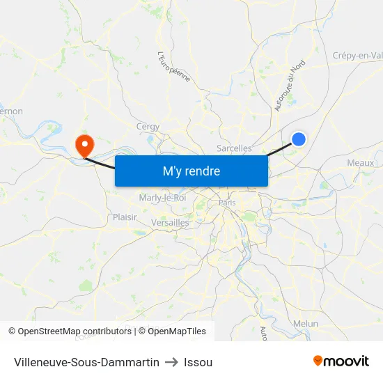 Villeneuve-Sous-Dammartin to Issou map