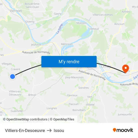 Villiers-En-Desoeuvre to Issou map
