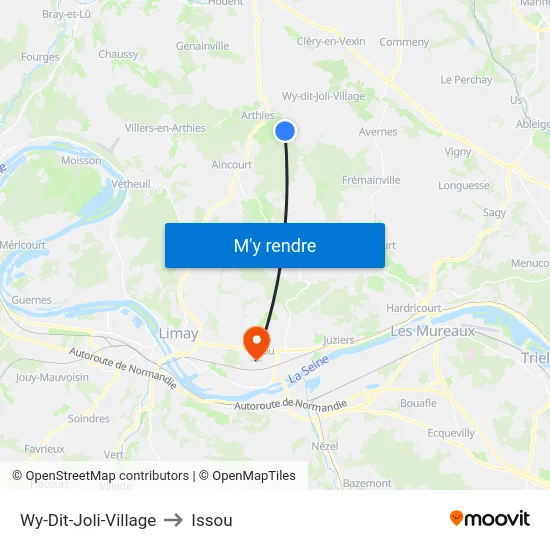 Wy-Dit-Joli-Village to Issou map