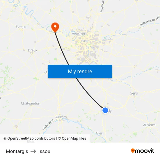 Montargis to Issou map
