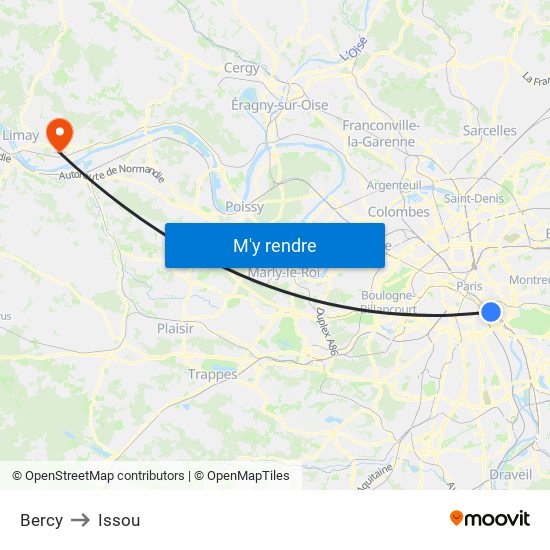 Bercy to Issou map