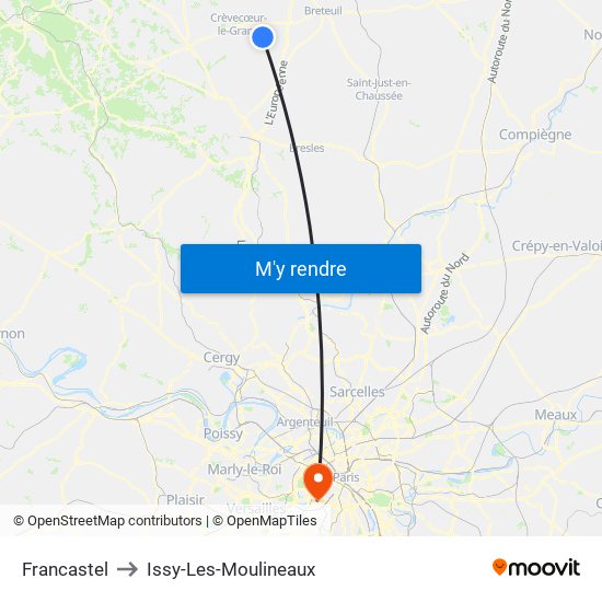 Francastel to Issy-Les-Moulineaux map