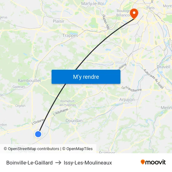 Boinville-Le-Gaillard to Issy-Les-Moulineaux map