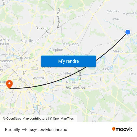 Etrepilly to Issy-Les-Moulineaux map