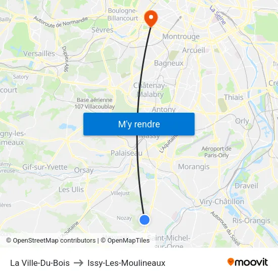 La Ville-Du-Bois to Issy-Les-Moulineaux map