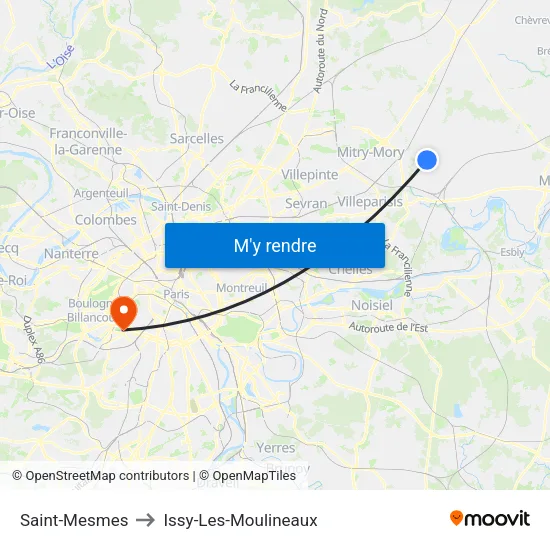 Saint-Mesmes to Issy-Les-Moulineaux map