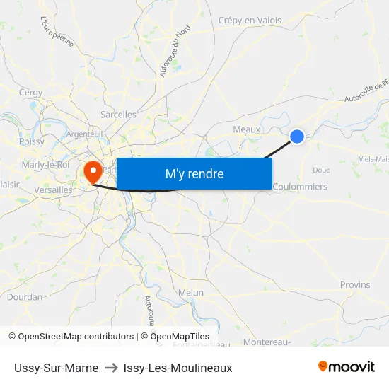 Ussy-Sur-Marne to Issy-Les-Moulineaux map