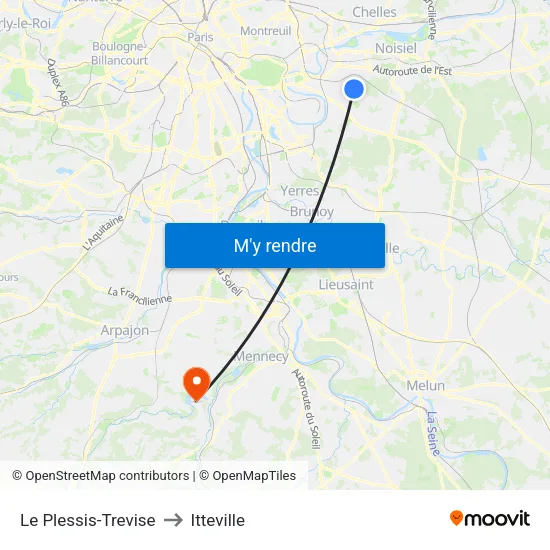 Le Plessis-Trevise to Itteville map