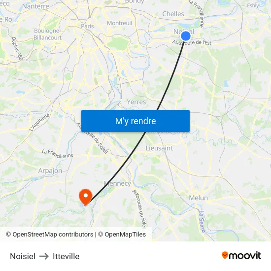 Noisiel to Itteville map