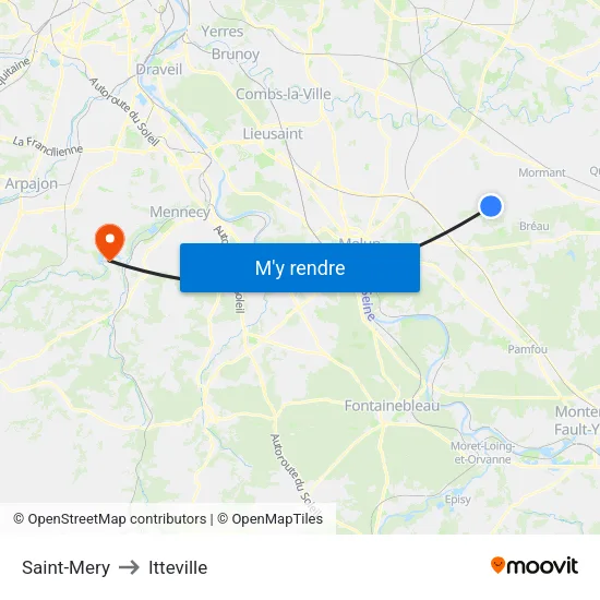 Saint-Mery to Itteville map