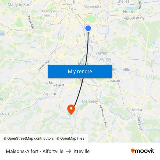 Maisons-Alfort - Alfortville to Itteville map