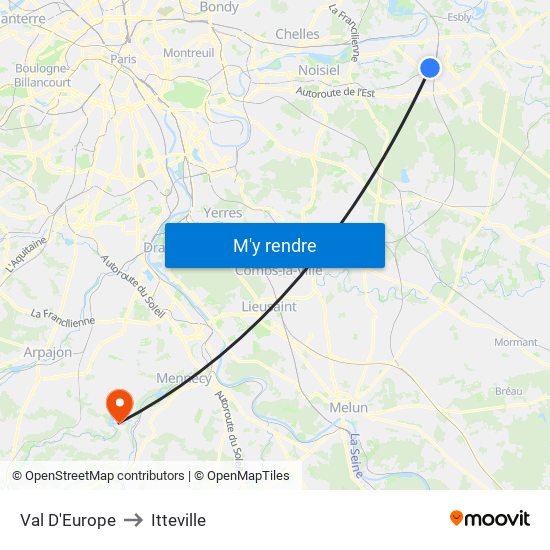 Val D'Europe to Itteville map