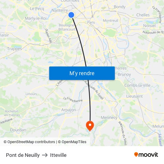 Pont de Neuilly to Itteville map