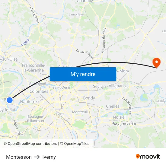 Montesson to Iverny map