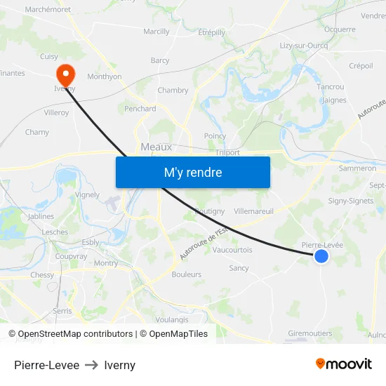 Pierre-Levee to Iverny map