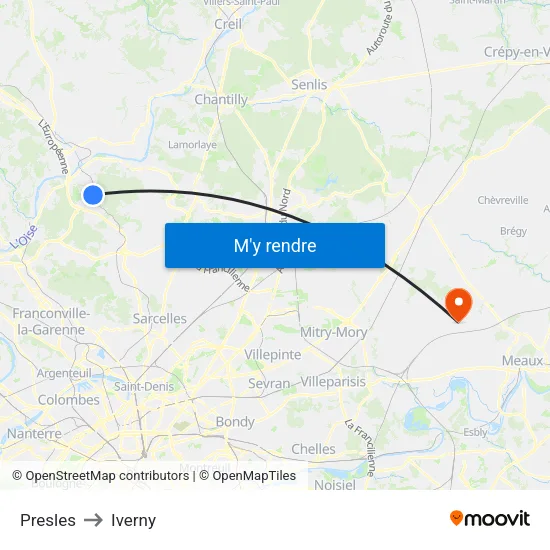 Presles to Iverny map