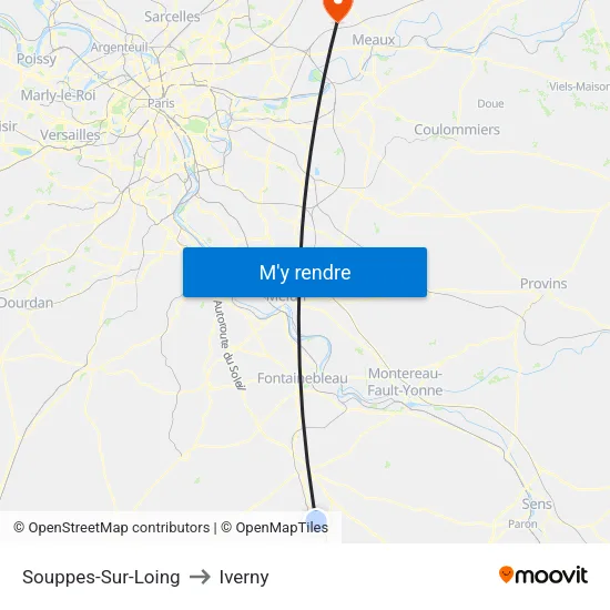 Souppes-Sur-Loing to Iverny map