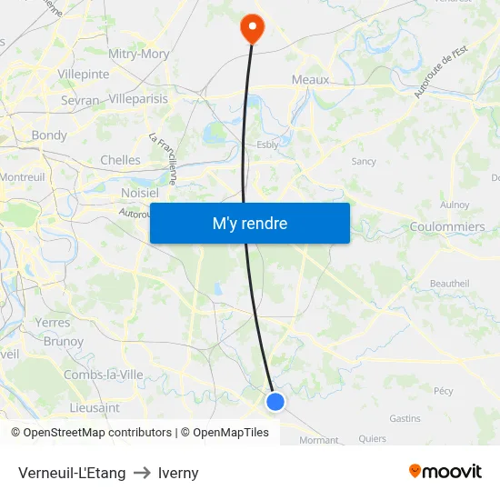 Verneuil-L'Etang to Iverny map