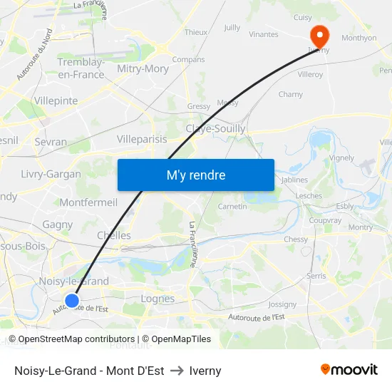 Noisy-Le-Grand - Mont D'Est to Iverny map