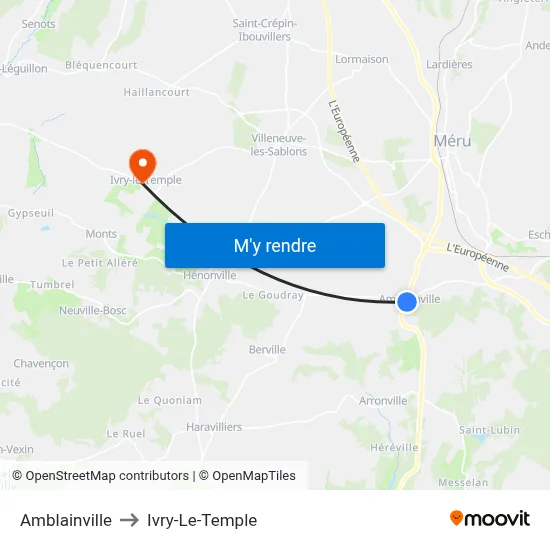 Amblainville to Ivry-Le-Temple map
