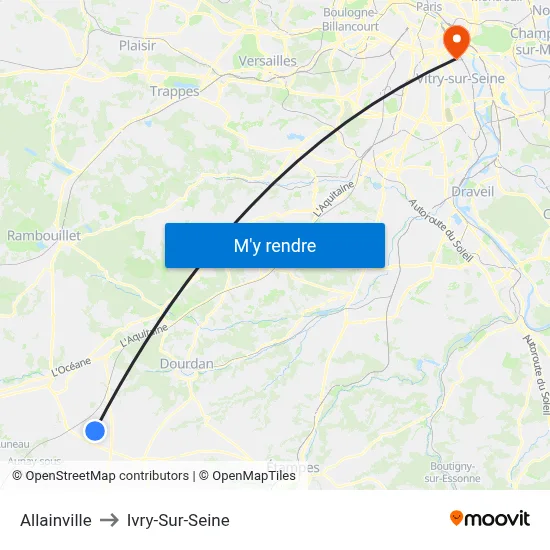 Allainville to Ivry-Sur-Seine map