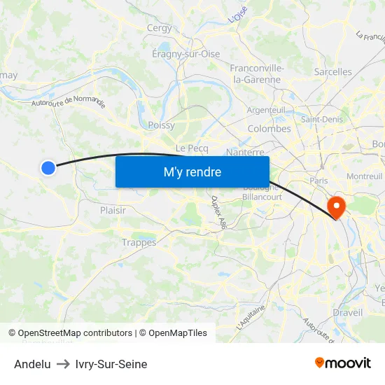 Andelu to Ivry-Sur-Seine map