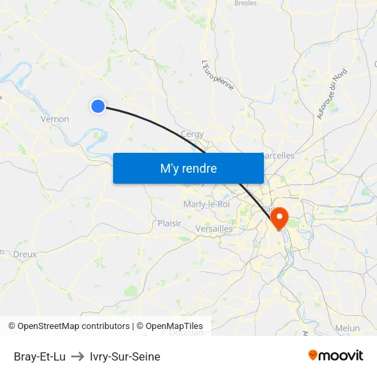 Bray-Et-Lu to Ivry-Sur-Seine map