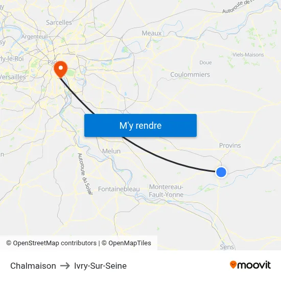 Chalmaison to Ivry-Sur-Seine map