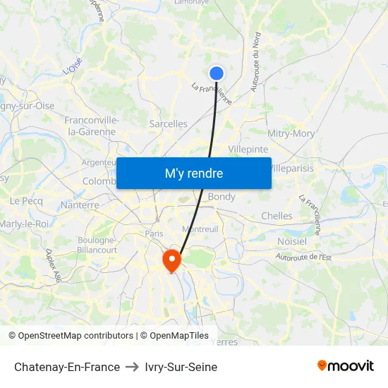 Chatenay-En-France to Ivry-Sur-Seine map
