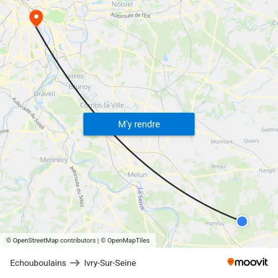 Echouboulains to Ivry-Sur-Seine map