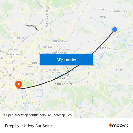 Etrepilly to Ivry-Sur-Seine map