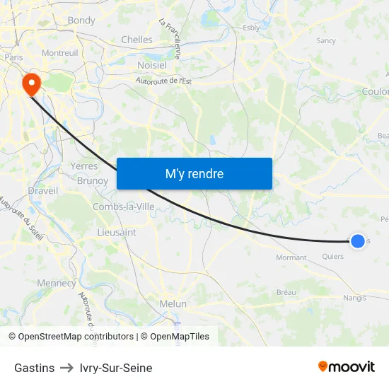 Gastins to Ivry-Sur-Seine map