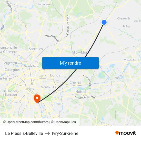 Le Plessis-Belleville to Ivry-Sur-Seine map