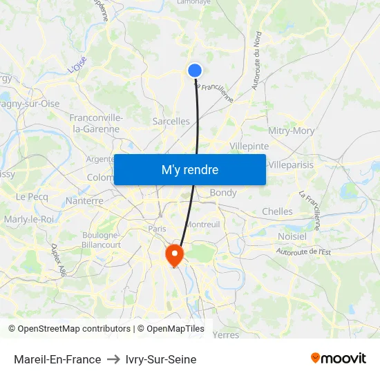 Mareil-En-France to Ivry-Sur-Seine map