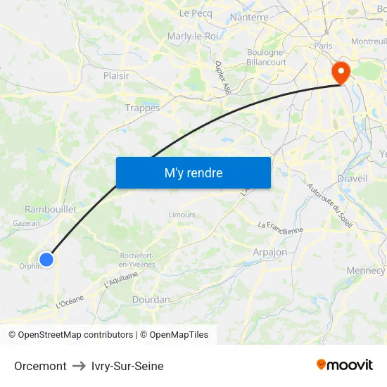 Orcemont to Ivry-Sur-Seine map