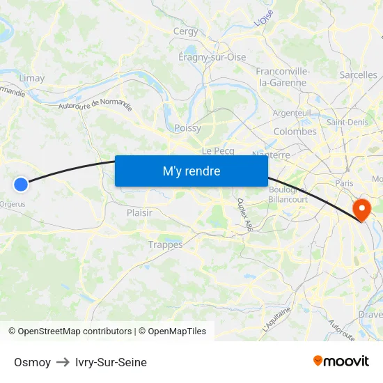 Osmoy to Ivry-Sur-Seine map
