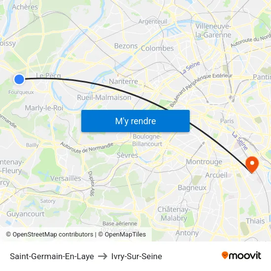 Saint-Germain-En-Laye to Ivry-Sur-Seine map