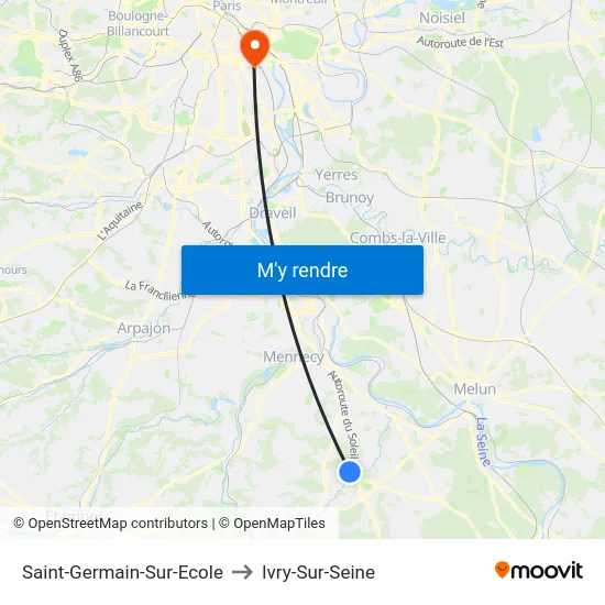 Saint-Germain-Sur-Ecole to Ivry-Sur-Seine map