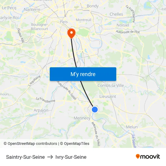Saintry-Sur-Seine to Ivry-Sur-Seine map
