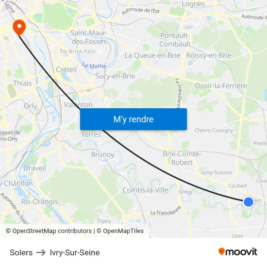 Solers to Ivry-Sur-Seine map